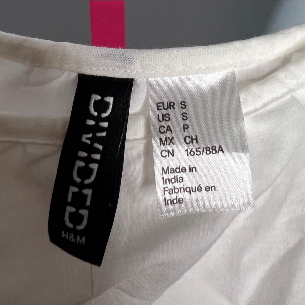H&M White Tiered Ruffle Tie-Strap Cotton Dress size small - Picture 5 of 5